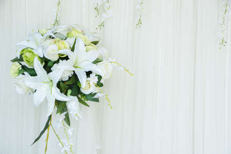 The white fabric flowersの写真素材