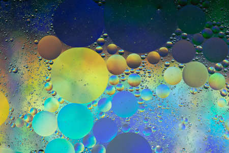 Circle Oil & Water Abstract Colorful Macro Backgroundの写真素材