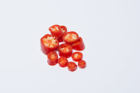 Chili, sliced white background