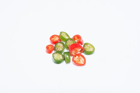 Chili, sliced white background