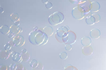 Bubbles colorful background whiteの写真素材