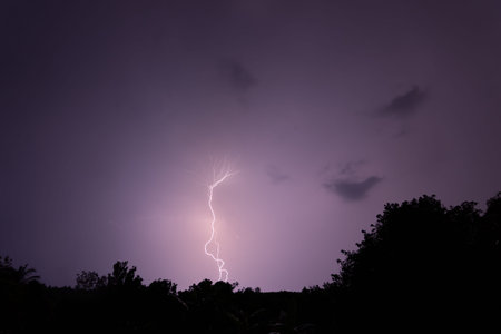 Lightning strike at night