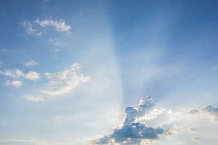 Sun, blue sky and clouds.の写真素材