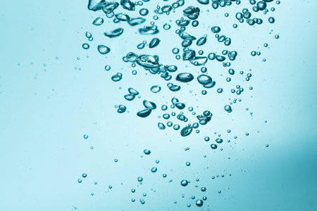 Bubbles in blue water background.