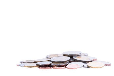 Stacked coins isolated on white background Business and finance concept