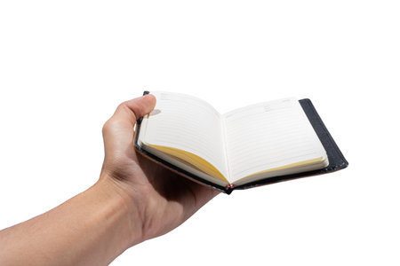 The hand of the open book, white background