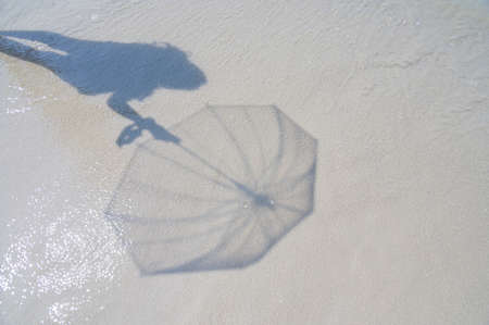 The shadow in the clear water at the seashoreの写真素材