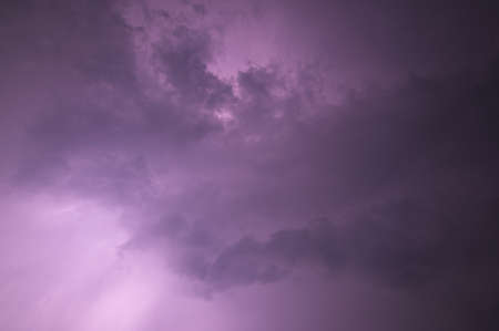View of lightning in the sky at nightの写真素材