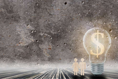 Businessman ideas, ideas, make money, dollar bulbsの写真素材