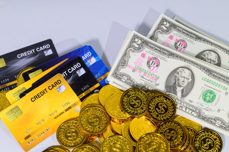 Concept of saving money, pile of money / white background scene