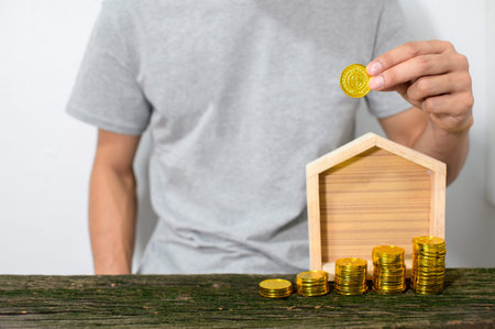 The concept of a businessman growing up to save money