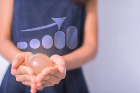 Business people display graph In business growth