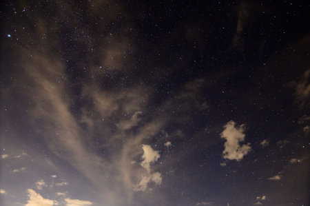 Sky, stars, clouds at night