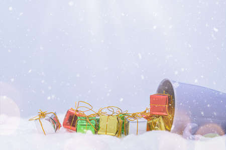 Christmas gift box idea  snowの写真素材