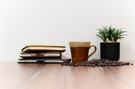concept of reading a book is at the desk in the room
