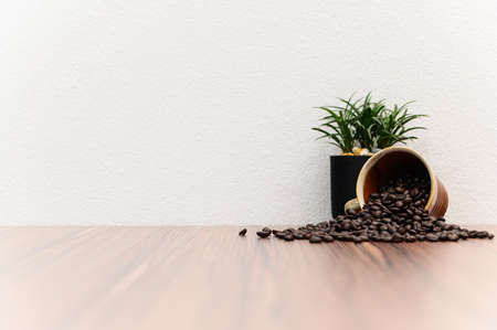 concept of energy from coffee beans is at the deskの写真素材