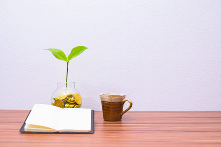 Business growth income notebook concept