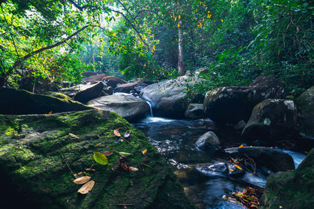 Travel concept of Khao Chamao Waterfall National Park love nature