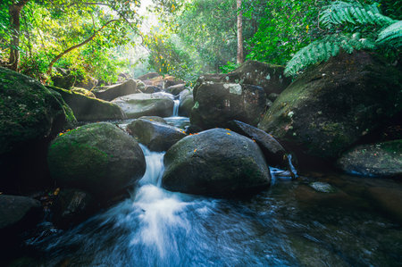 Travel concept of Khao Chamao Waterfall National Park love nature