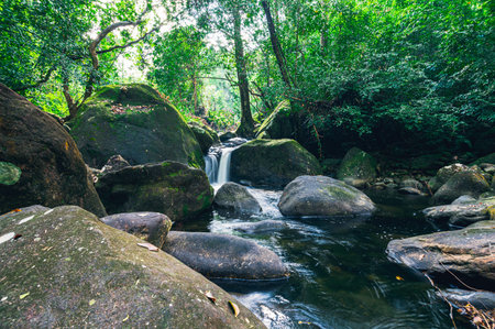 Travel concept of Khao Chamao Waterfall National Park love nature