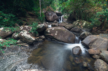 Travel concept of Khao Chamao Waterfall National Park love nature
