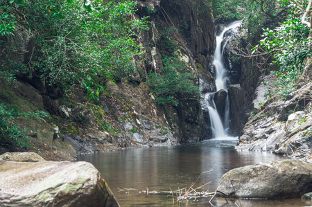 Travel concept of Khao Chamao Waterfall National Park love nature