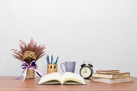 Stationery books At the desk