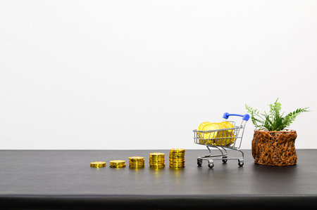 concept of financial growth in a stacked business On the desk in the officeの写真素材