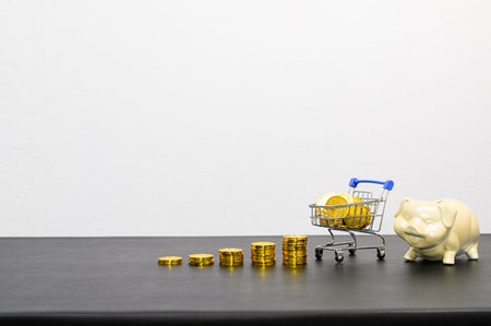 concept of financial growth in a stacked business On the desk in the officeの写真素材