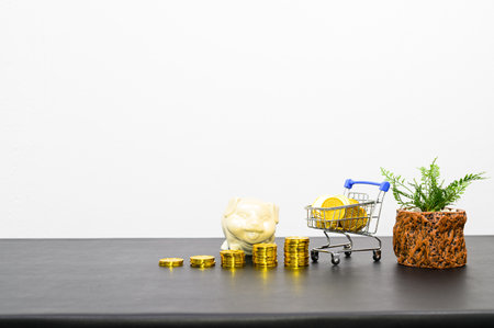 concept of financial growth in a stacked business On the desk in the officeの写真素材