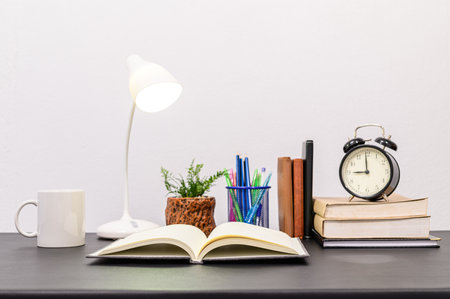 Concept of love for reading books and stationery At the deskの写真素材