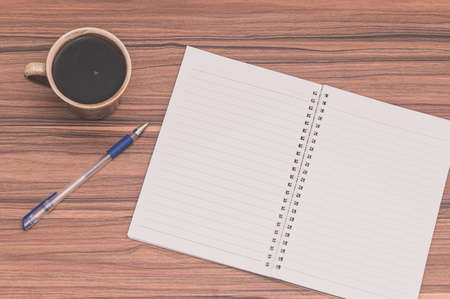 Concept of love to read and write With a coffee mug on the tableの写真素材