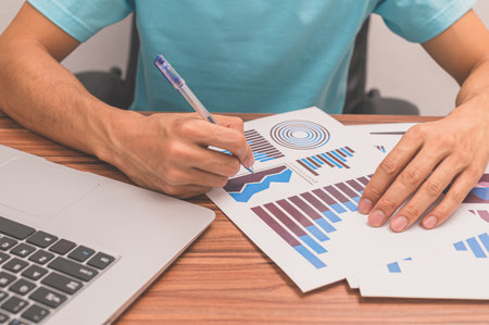 People take view business growth graphs