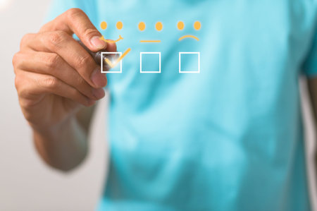 The customer tick symbol was given the satisfaction of employees.