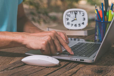 People hand using notebook computersの写真素材