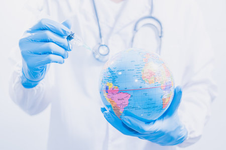 Doctors or scientists are using vaccines to fight    diseases.の写真素材