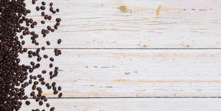 Love drinking coffee, coffee beans on the tableの写真素材