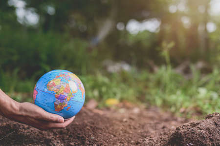World Environment Day .Love the world .Hand holding a globeの写真素材