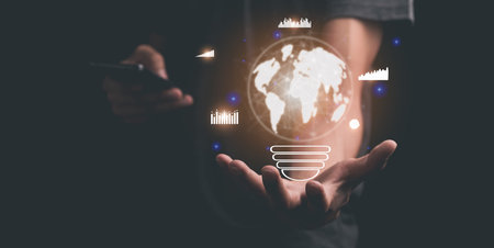 analytics and financial and bank technology growth concept