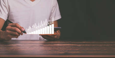 planning and strategy Business growth virtual hologram stock invest in tradingの写真素材