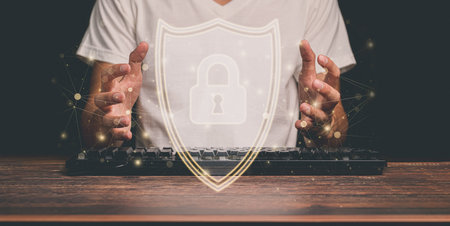hologram icon padlock protection system computer