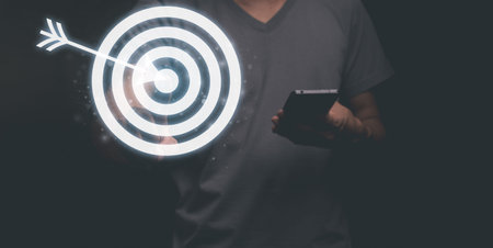 Businessman concept, goals in running a businessTarget symbol
