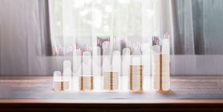 concept coin stacked investment stock business growthの写真素材