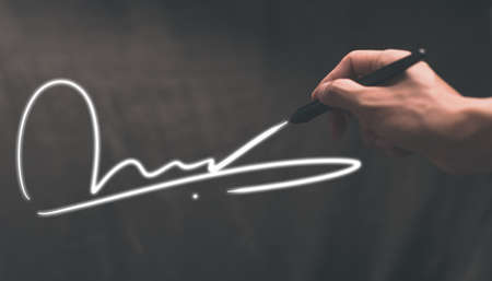 Business people write digital signatures illustrationの写真素材