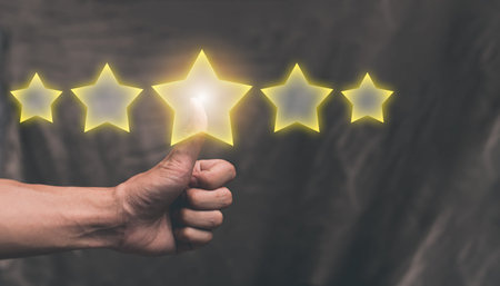 Customers rate the service in a five-star rating illustration