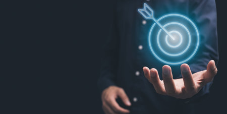 hand holding symbol goal concept business with purpose illustrationの写真素材