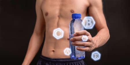 Drinking water mixed with minerals and vitamins illustrationの写真素材
