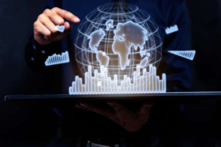 Graph investors stock business global economy illustration. Stock Marketの写真素材