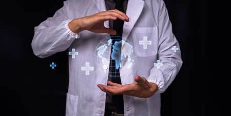 doctor with symbol medical pointの写真素材