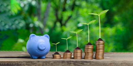 Concept stacked coins invest stock save moneyの写真素材